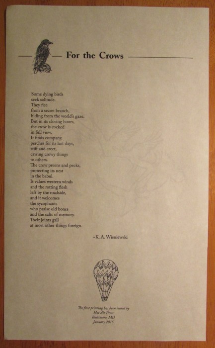 For the Crows Broadside copy